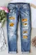 Halloween Vampire Skull Ghost Pumpkin Graphic Ripped Shift Casual Jeans