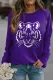 Purple Yellow Tiger Round Neck Shift Casual Long Sleeve Top