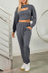 3 Piece Sets Outfit Ribbed Sweatshirt Crop Tank Top Sweatpants Jumpsuit Romper Set