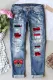 Game Day Bulldog American Football Ripped Casual Jeans