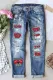 Bulldog American Football Graphic Ripped Shift Casual Jeans