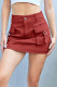 Solid Pocket Button Zipper Active Vintage Casual Skirts