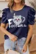 Tiger Football Graphic Ruched Puff Short Sleeve Satin Blouse