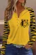 Tiger Yellow Striped American Football V Neck Shift Casual Blouse