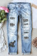American Football Houndstooth Shift Casual Ripped Jeans