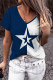 Star V Neck Casual T-Shirts