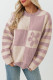 Striped Floral Decoration Round Neck Shift Casual Sweaters