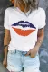 American Football Lip Graphic Round Neck Casual T-Shirts