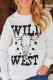 WILD WEST Steer Skull Graphic Ribbed Sweatshirt