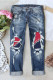 Baseball Ripped Casual Jeans