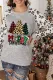 Merry Christmas Tree Graphic Round Neck Sheath Casual Sweatshirt