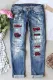 Leopard Graphic Ripped Mid Waist Denim Casual Jeans