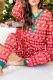 Christmas Print Henley Top Pajama Set