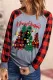 Merry Christmas Plaid Round Neck Casual Tops