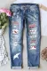 American Football Elephant Ripped Casual Jeans