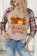 Thanksgiving Day Pumpkin Graphic Plaid Raglan Sleeve Sweatshirt