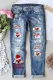 American Football Christmas Shift Casual Ripped Jeans