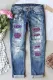 Christmas American Football Shift Casual Ripped Jeans