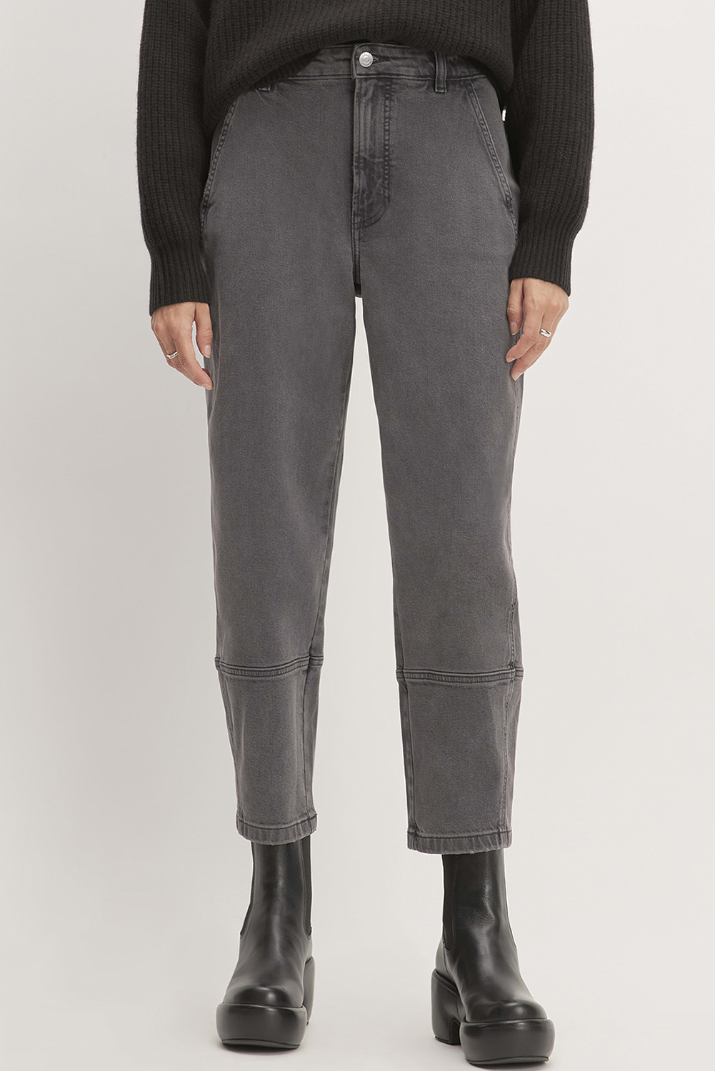 Dark Grey Everlane Women's White and Cream Trousers