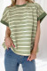 Green Stripe Stripe Top - Light Taupe