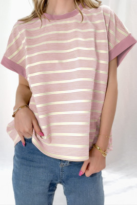 Pink Stripe Stripe Top - Light Taupe LC25226488-P1019