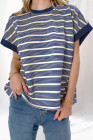 Blue Stripe Stripe Top - Light Taupe