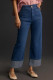 Navy Blue The Colette Cuffed High-Rise Wide-Leg Jeans by Maeve