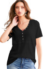 Black BKE Textured Knit Henley - Women_s Shirts Blouses_y
