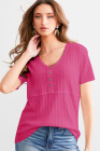 Rose Red BKE Textured Knit Henley - Women_s Shirts Blouses_y
