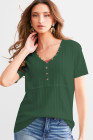 Blackish Green BKE Textured Knit Henley - Women_s Shirts Blouses_y