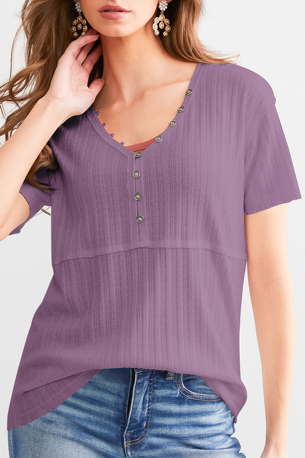 Valerian BKE Textured Knit Henley - Women_s Shirts Blouses_y