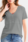 Medium Grey BKE Textured Knit Henley - Women_s Shirts Blouses_y