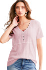 Light Pink BKE Textured Knit Henley - Women_s Shirts Blouses_y