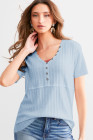Beau Blue BKE Textured Knit Henley - Women_s Shirts Blouses_y