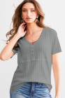 Medium Grey BKE Textured Knit Henley - Women_s Shirts Blouses_y