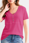 Rose Red BKE Textured Knit Henley - Women_s Shirts Blouses_y