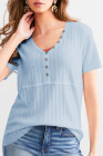 Beau Blue BKE Textured Knit Henley - Women_s Shirts Blouses_y