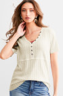 Beige BKE Textured Knit Henley - Women_s Shirts Blouses_y