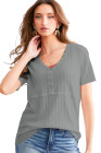 Medium Grey BKE Textured Knit Henley - Women_s Shirts Blouses_y