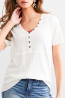 White BKE Textured Knit Henley - Women_s Shirts Blouses_y