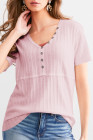 Light Pink BKE Textured Knit Henley - Women_s Shirts Blouses_y
