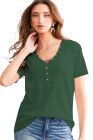 Blackish Green BKE Textured Knit Henley - Women_s Shirts Blouses_y