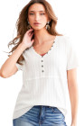 White BKE Textured Knit Henley - Women_s Shirts Blouses_y