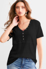 Black BKE Textured Knit Henley - Women_s Shirts Blouses_y