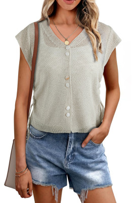 Gray sweater cardigan vest LC274093-P11