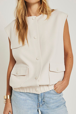 White Beige tailored waistcoat LC853436-P1