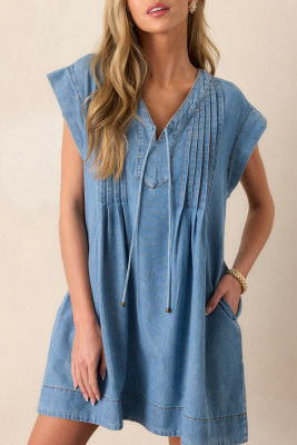 Light Blue women's denim dress LC786805-P4
