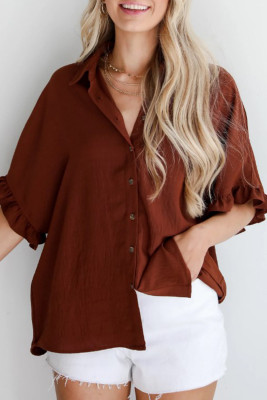 Camel Mocha Oversized Blouse LC2556035-P1016