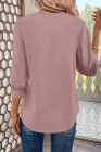 Pink Women Simple And Fashionable Elegant Commuting Shirt With Turn-Down Collar And Three-Quarter Sleeves