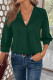 Blackish Green Women Simple And Fashionable Elegant Commuting Shirt With Turn-Down Collar And Three-Quarter Sleeves